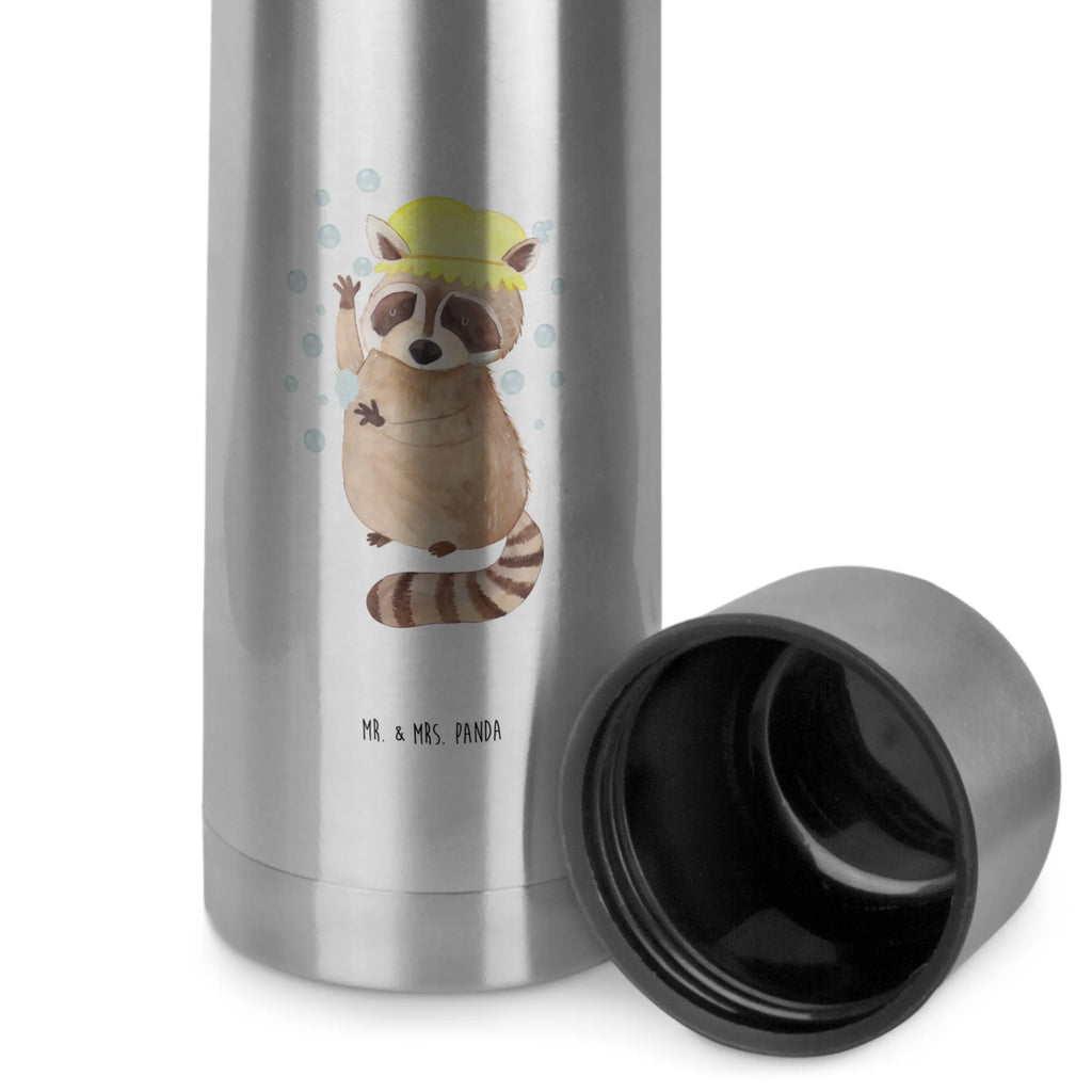 Thermos Flask Raccoon Thermoskanne, Tiermotive, Gute Laune, lustige Sprüche, Tiere, Waschbär, Fröhlich, Tagträumen, Plan, Seifenblasen, waschen