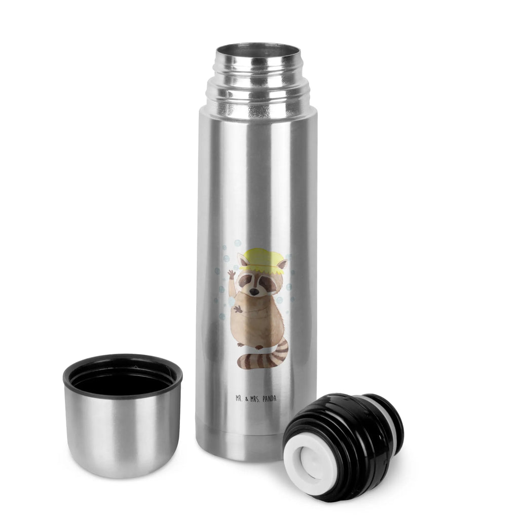 Thermos Flask Raccoon Thermoskanne, Tiermotive, Gute Laune, lustige Sprüche, Tiere, Waschbär, Fröhlich, Tagträumen, Plan, Seifenblasen, waschen