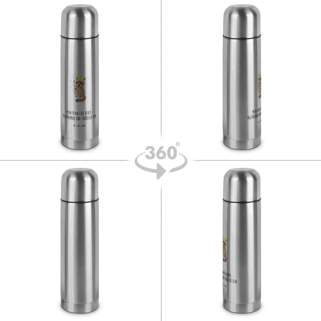 Thermos Flask Raccoon Thermoskanne, Tiermotive, Gute Laune, lustige Sprüche, Tiere, Waschbär, Fröhlich, Tagträumen, Plan, Seifenblasen, waschen