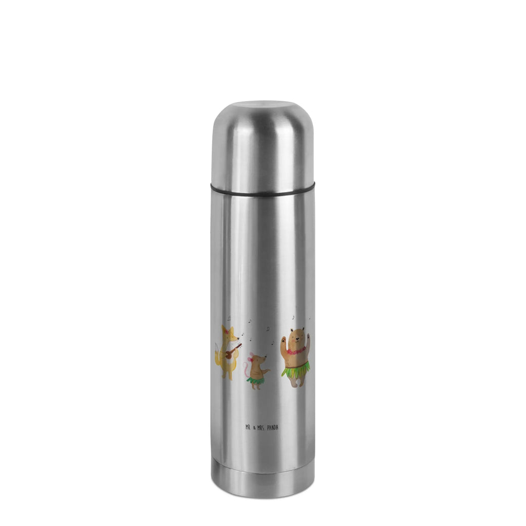 Thermos Flask forest animals Aloha Thermoskanne, Tiermotive, Gute Laune, lustige Sprüche, Tiere, Hase, Lachen, Wald, Bär, Musik, Igel, Tanzen, Aloha, Waldtiere, Leben