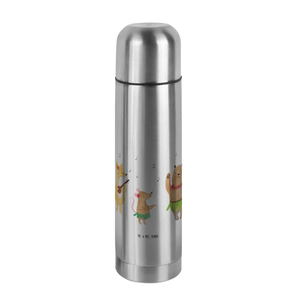 Thermos Flask forest animals Aloha Thermoskanne, Tiermotive, Gute Laune, lustige Sprüche, Tiere, Hase, Lachen, Wald, Bär, Musik, Igel, Tanzen, Aloha, Waldtiere, Leben