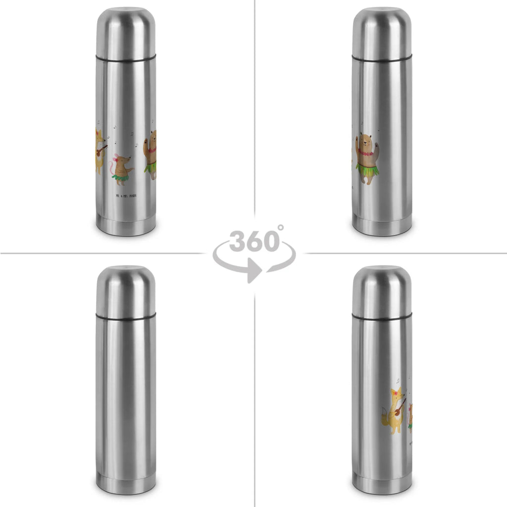 Thermos Flask forest animals Aloha Thermoskanne, Tiermotive, Gute Laune, lustige Sprüche, Tiere, Hase, Lachen, Wald, Bär, Musik, Igel, Tanzen, Aloha, Waldtiere, Leben