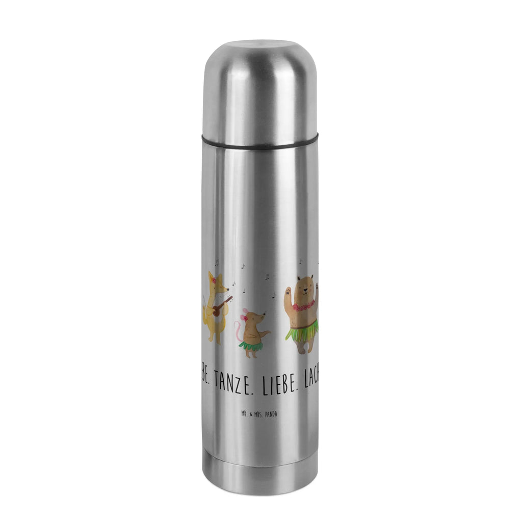 Thermos Flask forest animals Aloha Thermoskanne, Tiermotive, Gute Laune, lustige Sprüche, Tiere, Hase, Lachen, Wald, Bär, Musik, Igel, Tanzen, Aloha, Waldtiere, Leben