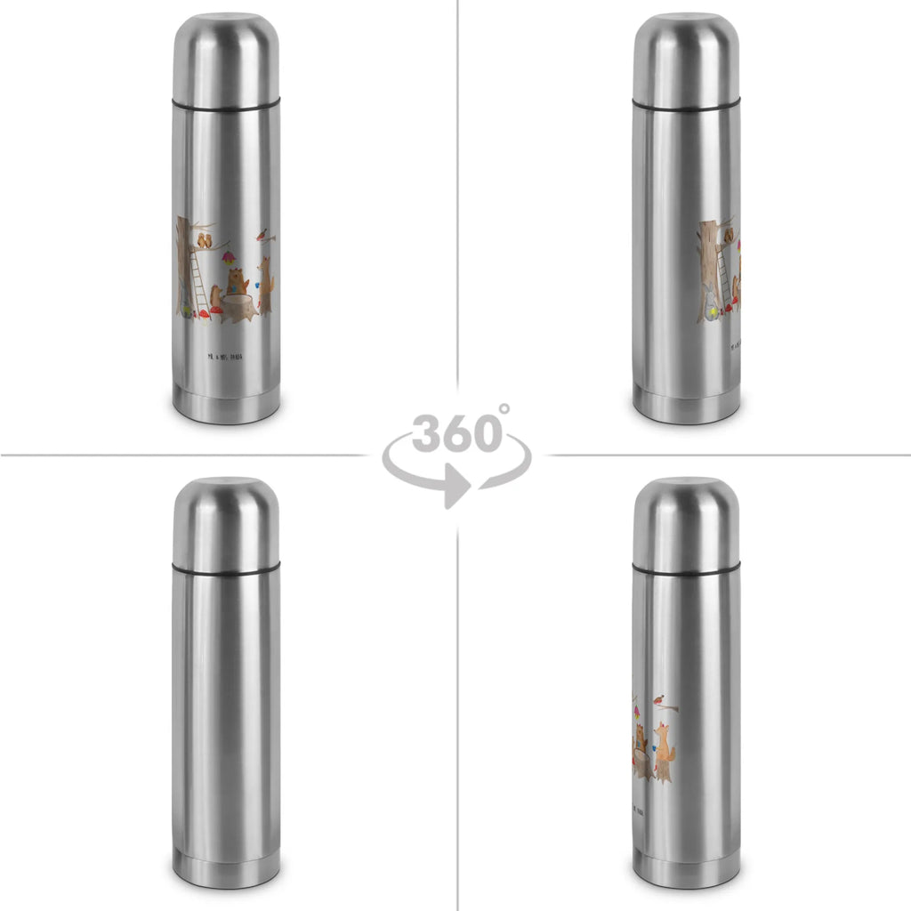 Thermos Flask forest animals picnic Thermoskanne, Tiermotive, Gute Laune, lustige Sprüche, Tiere, Fuchs, Waldtiere, Maus, Hase, Igel, Picknick, Wald, Eichhörnchen