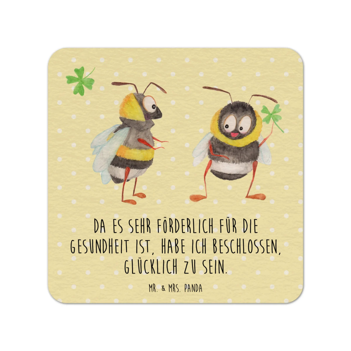 Coaster bumblebees shamrock card, gift ideas, small animals, cute, cute animal motives, hand drawn, funny sayings, gifts, good mood, special gifts, animal lover, bumblebee, saying beautiful, bee decoration, saying happy, be happy, become happy, saying positive