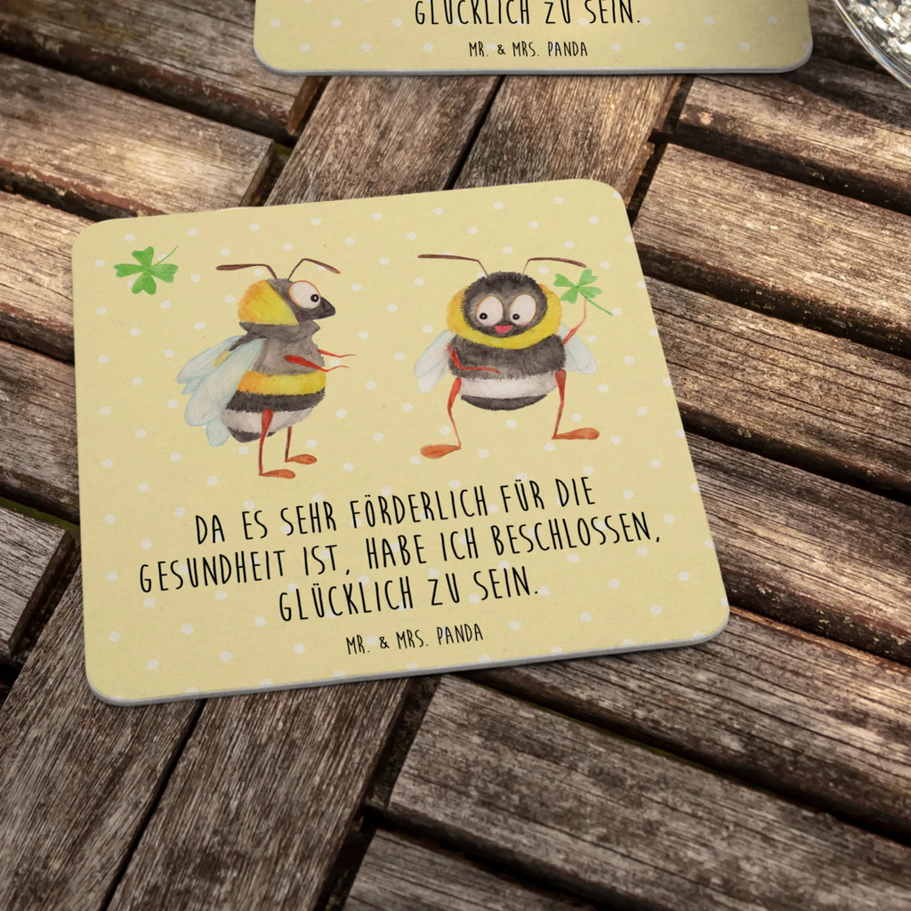 Bierdeckel Hummeln Kleeblatt Tischdeko, Gastgeschenk Hochzeit, Bierdeckel, Tiermotive, Gute Laune, lustige Sprüche, Tiere, Biene Deko, Spruch positiv, glücklich werden, Hummel, Spruch schön, Spruch fröhlich, glücklich sein, Biene