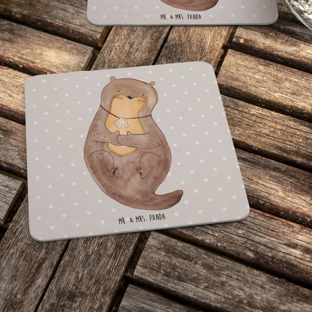 Bierdeckel Otter Muschel Bierdeckel, Gastgeschenk Hochzeit, Tischdeko, Otter, Fischotter, Seeotter, Tagträumen, Otterliebe, grübeln, träumen, Motivation, Büro