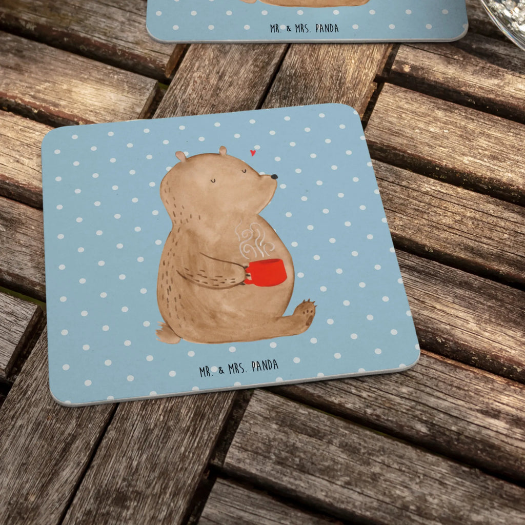 Bierdeckel Bär Kaffee Gastgeschenk Hochzeit, Teddy, Teddybär, Bär, Morgenroutine, Coffee, Welt Retten, Bären, Kaffee, Guten Morgen, Welt Erobern, Motivation
