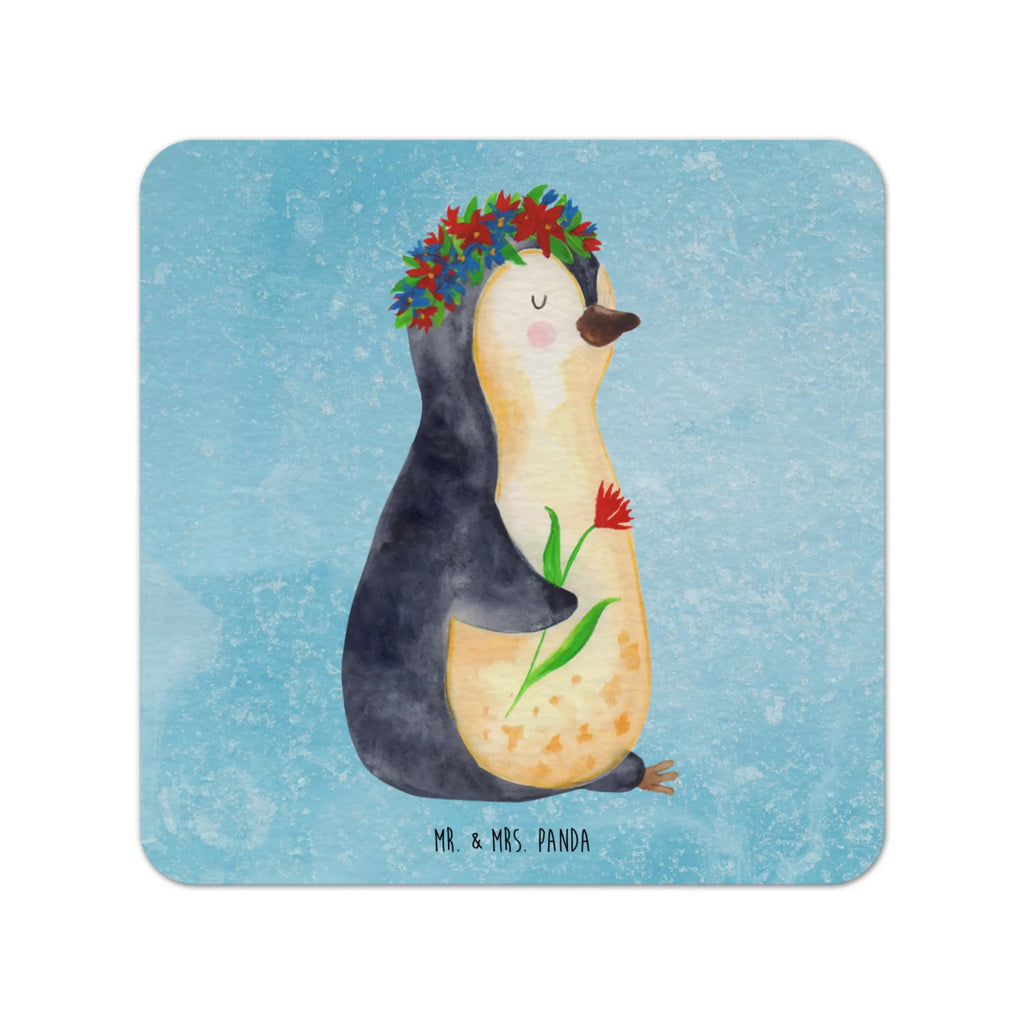 Coaster Penguin Flower Gastgeschenk Hochzeit, Bierdeckel, Tischdeko, Pinguin, Ziele, Leben, Wünsche, Motivation, Liebeskummer, Geschenkidee, Lebensziele, Pinguine, Universum, Blumenkranz, Lebenslust