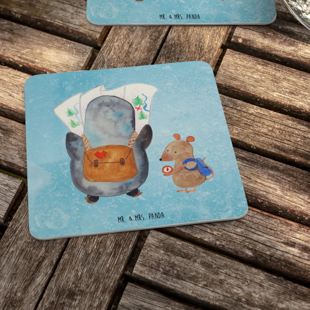 Bierdeckel Pinguin & Maus Wanderer Tischdeko, Bierdeckel, Gastgeschenk Hochzeit, Pinguin, Wanderlust, Abenteurer, Abenteuer, Ausflug, wandern, Pinguine, Roadtrip