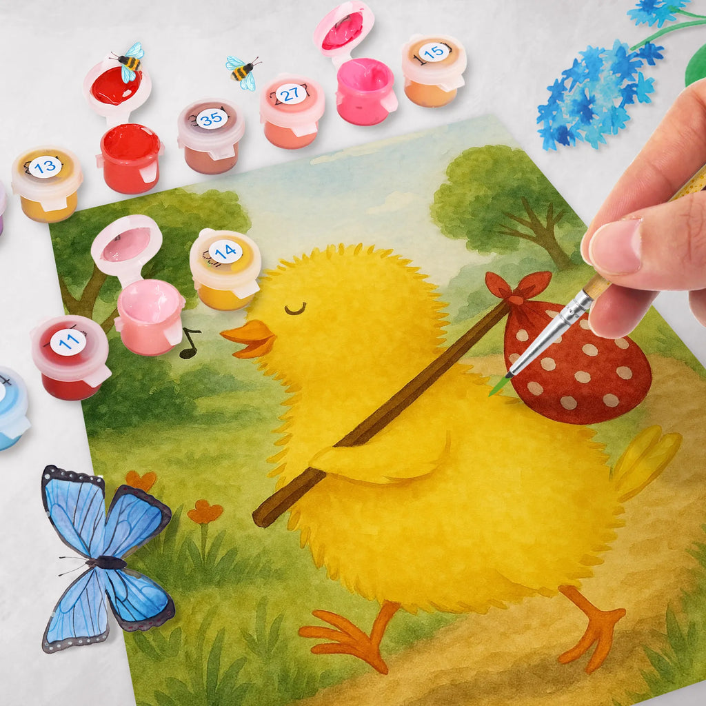 Paint by Numbers chick wander Design Malen, DIY, Künstler, Kreativität, Malen nach Zahlen, Kunstwerk, Ausmalbild, Baseln, Bastelidee, Ostern, Osterhase, Ostergeschenke, Osternest, Osterdeko, Geschenke zu Ostern, Ostern Geschenk, Ostergeschenke Kinder, Ostern Kinder, Osterei, Grüße, Zeitmanagement, Freude, Wunder, Weltenbummler, Ei, Frühlingsgefühle, Frohe Ostern, Flausen, Ostergrüße, liebe Grüße, Küken, Ostereier, Reisen, Zeit, Backpacker