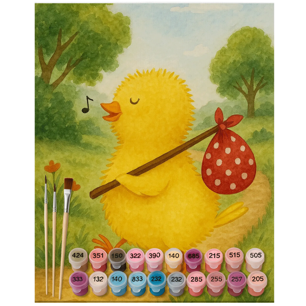 Paint by Numbers chick wander Design Malen, DIY, Künstler, Kreativität, Malen nach Zahlen, Kunstwerk, Ausmalbild, Baseln, Bastelidee, Ostern, Osterhase, Ostergeschenke, Osternest, Osterdeko, Geschenke zu Ostern, Ostern Geschenk, Ostergeschenke Kinder, Ostern Kinder, Osterei, Grüße, Zeitmanagement, Freude, Wunder, Weltenbummler, Ei, Frühlingsgefühle, Frohe Ostern, Flausen, Ostergrüße, liebe Grüße, Küken, Ostereier, Reisen, Zeit, Backpacker