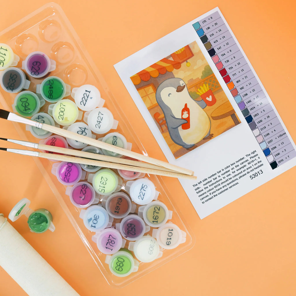 Paint by Numbers penguin French fries Design Love, Loving, Two, Together, Marriage, Engagement, Proposal of marriage, Love gift, gift for her, gift for him, anniversary gift, Valentine&#39;s Day Gift for Women Love Gift Anniversary Wedding Anniversary Party Favor Gift for Girlfriend Gift for Partner Boyfriend Gift Token of Love for Men for Husband