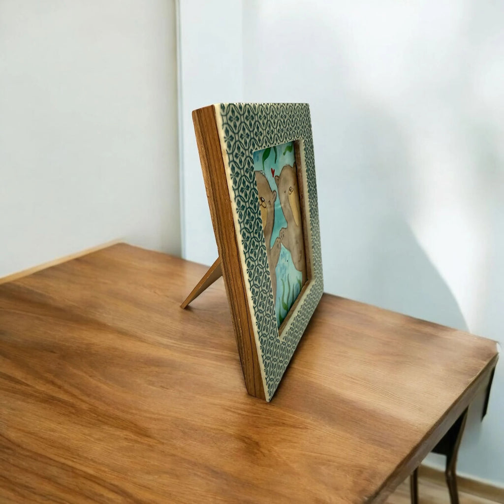 ORIGINAL Watercolor in a frame 'Otterlove' Mr. & Mr. Panda Unique, Mr. & Mrs. Panda Originals