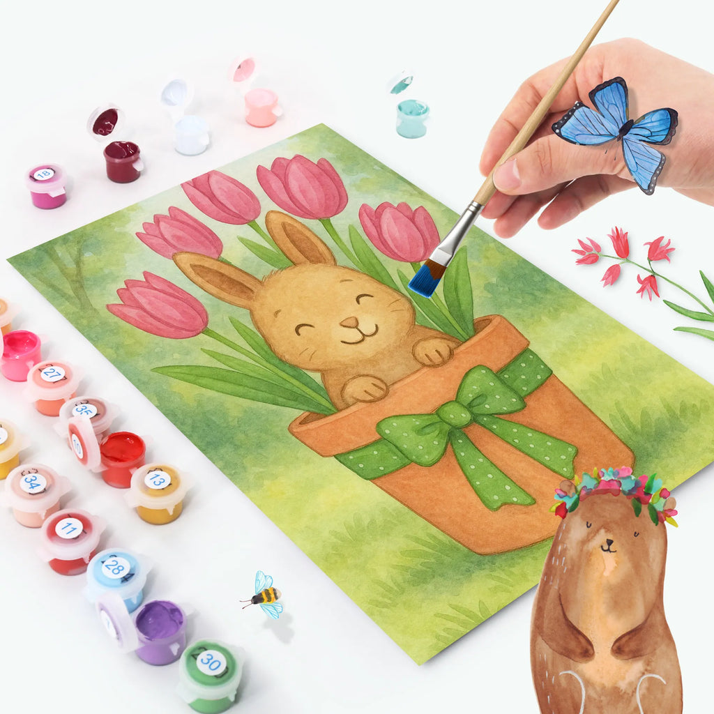 Paint by Numbers Rabbit Tulips Design Easter, Easter bunny