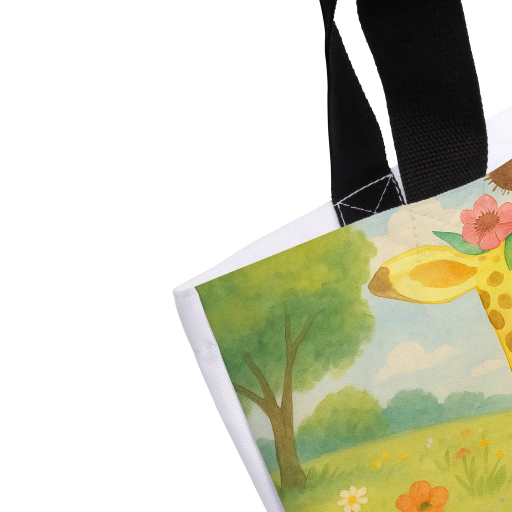 Shopper Giraffe Blumenkranz Design Beutel, Einkaufstasche, Tasche, Strandtasche, Einkaufsbeutel, Shopper, Schultasche, Freizeittasche, Tragebeutel, Schulbeutel, Alltagstasche, Afrika, Wildtiere, Giraffe, Blumenkranz, Abenteurer, Selbstliebe, Freundin