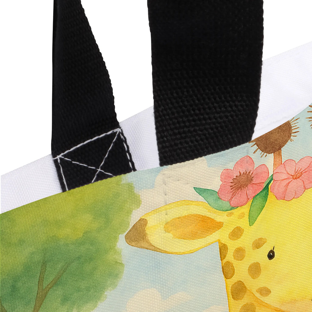 Shopper Giraffe Blumenkranz Design Beutel, Einkaufstasche, Tasche, Strandtasche, Einkaufsbeutel, Shopper, Schultasche, Freizeittasche, Tragebeutel, Schulbeutel, Alltagstasche, Afrika, Wildtiere, Giraffe, Blumenkranz, Abenteurer, Selbstliebe, Freundin