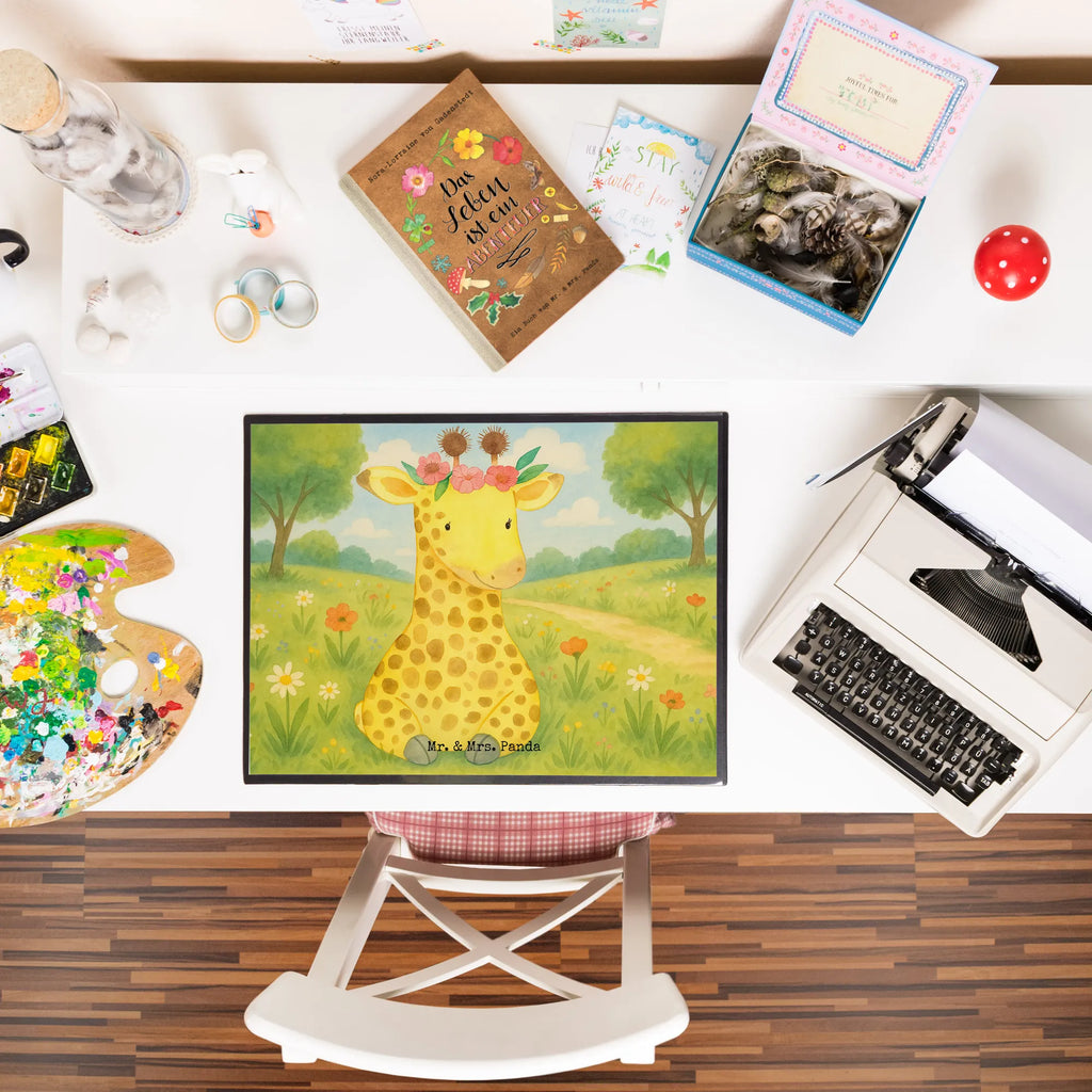 Schreibtischunterlage Giraffe Blumenkranz Design Schreibunterlage, Schreibtischauflage, Bürobedarf, Büroartikel, Schreibwaren, Schreibtisch Unterlagen, Schreibtischunterlage Groß, Afrika, Wildtiere, Giraffe, Blumenkranz, Abenteurer, Selbstliebe, Freundin