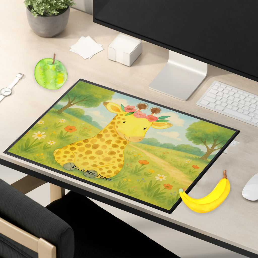 Schreibtischunterlage Giraffe Blumenkranz Design Schreibunterlage, Schreibtischauflage, Bürobedarf, Büroartikel, Schreibwaren, Schreibtisch Unterlagen, Schreibtischunterlage Groß, Afrika, Wildtiere, Giraffe, Blumenkranz, Abenteurer, Selbstliebe, Freundin
