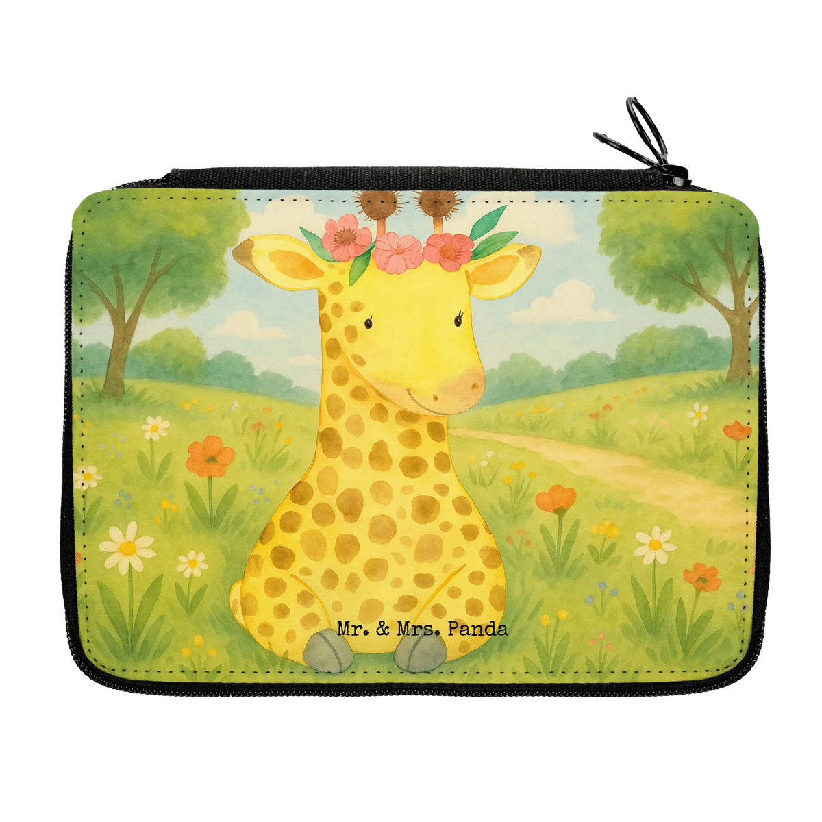 Leather folder giraffe flower wreath Design Africa, adventurer, self-love, friend, wreath of flowers