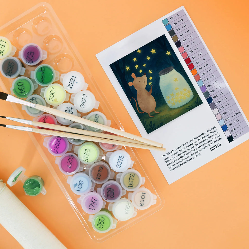 Malen nach Zahlen Maus Sterne Design DIY, Kunstwerk, Baseln, Ausmalbild, Bastelidee, Malen, Künstler, Kreativität, Malen nach Zahlen, Tiermotive, Gute Laune, lustige Sprüche, Tiere, Wunsch, erstes Kind, Kindergeburtstag, Geburtstag, Sterne, Hoffnung, Taufe, Geburt, Träume, Schwangerschaft, Taufgeschenk, Kind, Maus