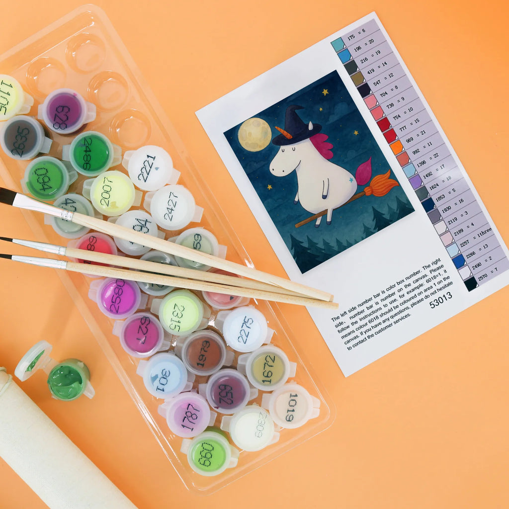 Paint by Numbers unicorn Witch Design leinwand malset, diy set, kreativ set, malen nach zahlen set, malset, Malen nach Zahlen, zahlenbilder, Unicorn, Einhorn, Einhörner, Einhorn Deko, Freundin, Zicke, Engel, Ehefrau, Teufel, Leben, Verrückte, Hexe, Frau
