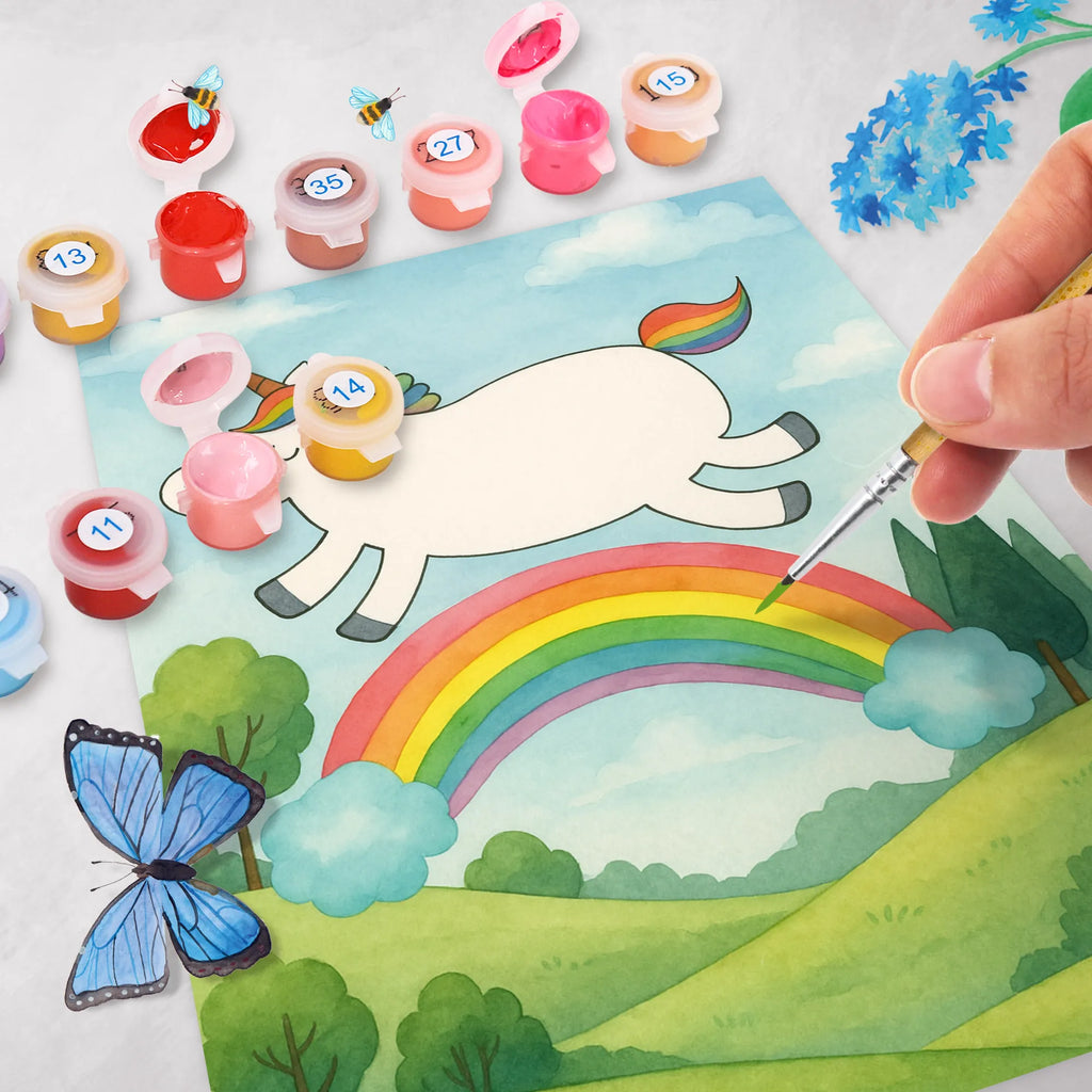 Malowanie według numerów jednorożec tęcza Design Jednorożec, jednorożce, dekoracje jednorożca, jednorożec