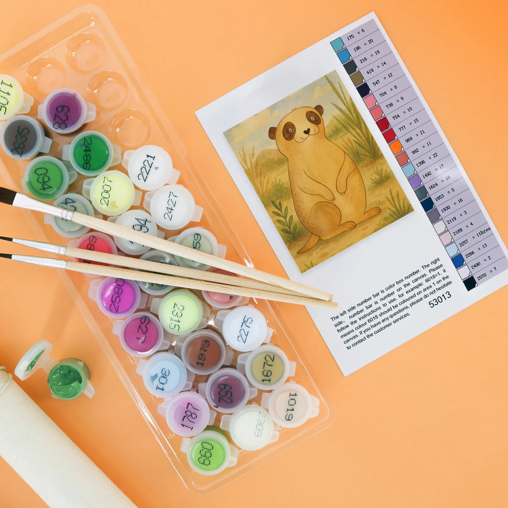 Malen nach Zahlen Erdmännchen Design Malen nach Zahlen, Kunstwerk, Kreativität, Künstler, Malen, DIY, Ausmalbild, Baseln, Bastelidee, Afrika, Wildtiere, Erdmännchen, Reisen, Spruch, Weltreise, Afrikareise, Roadtrip, Traveling