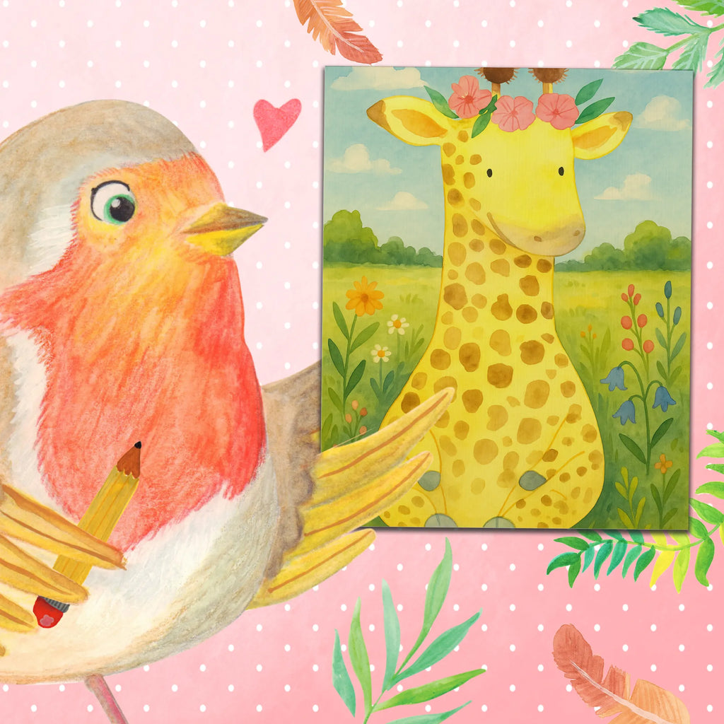 Paint by Numbers giraffe flower wreath Design Baseln, DIY, Ausmalbild, Künstler, Bastelidee, Kreativität, Kunstwerk, Malen nach Zahlen, Malen, Afrika, Wildtiere, Blumenkranz, Freundin, Selbstliebe, Giraffe, Abenteurer