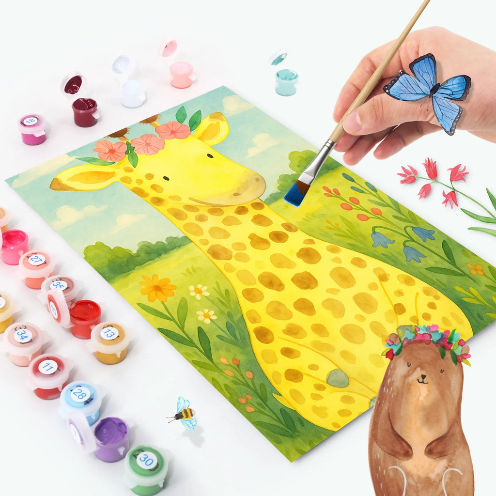 Paint by Numbers giraffe flower wreath Design Baseln, DIY, Ausmalbild, Künstler, Bastelidee, Kreativität, Kunstwerk, Malen nach Zahlen, Malen, Afrika, Wildtiere, Blumenkranz, Freundin, Selbstliebe, Giraffe, Abenteurer