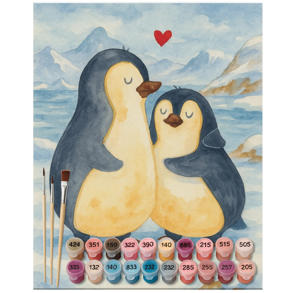 Malen nach Zahlen Pinguin umarmen Design Künstler, Bastelidee, Kreativität, Malen nach Zahlen, Kunstwerk, Baseln, Malen, DIY, Ausmalbild, Pinguin, Liebesbeweis, Liebesgeschenk, Hochzeitsgeschenk, Liebe, Liebespaar, Jahrestag, Hochzeit, Verlobung, Hochzeitstag
