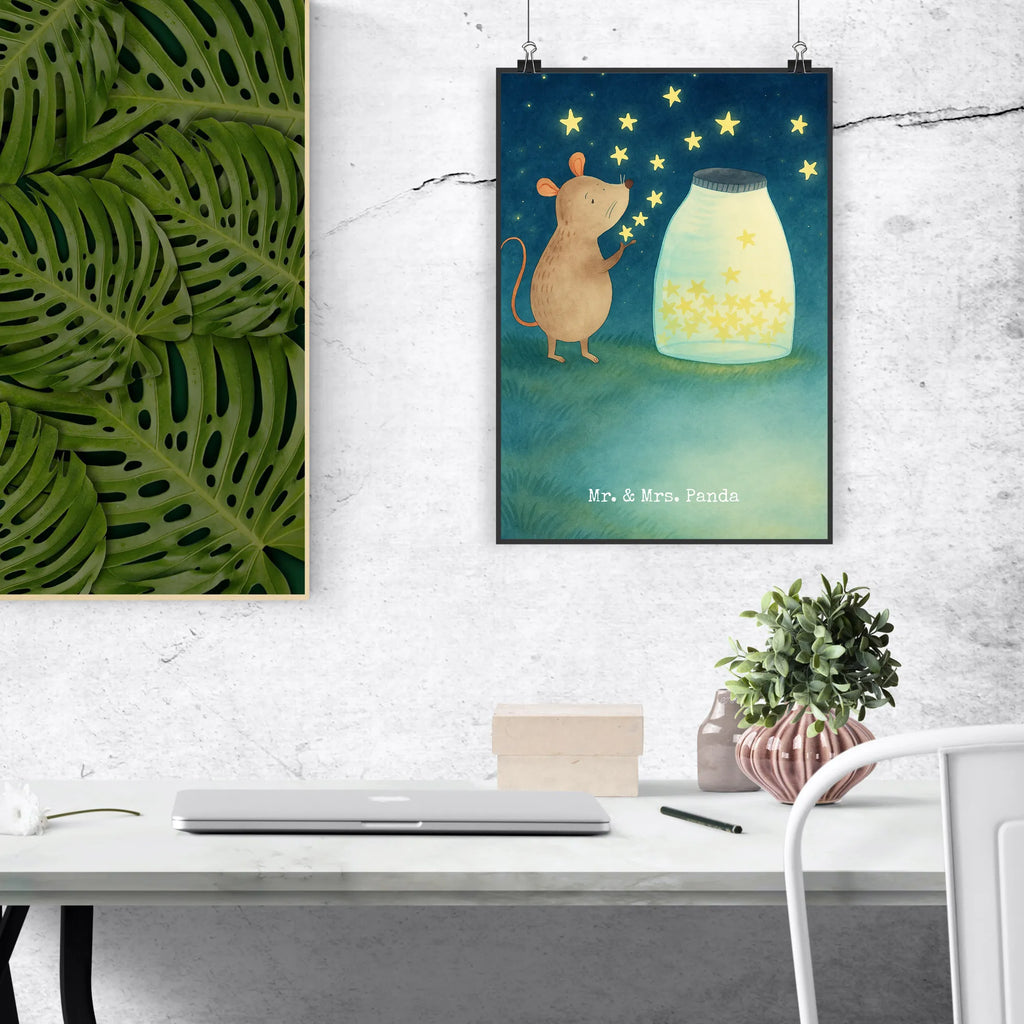 Poster Maus Sterne Design Poster, Wandposter, Bild, Wanddeko, Küchenposter, Kinderposter, Wanddeko Bild, Raumdekoration, Wanddekoration, Handgemaltes Poster, Mr. & Mrs. Panda Poster, Designposter, Kunstdruck, Posterdruck, Tiermotive, Gute Laune, lustige Sprüche, Tiere, Maus, Sterne, Wunsch, Kind, Taufe, Taufgeschenk, Geburt, Schwangerschaft, erstes Kind, Kindergeburtstag, Geburtstag, Hoffnung, Träume