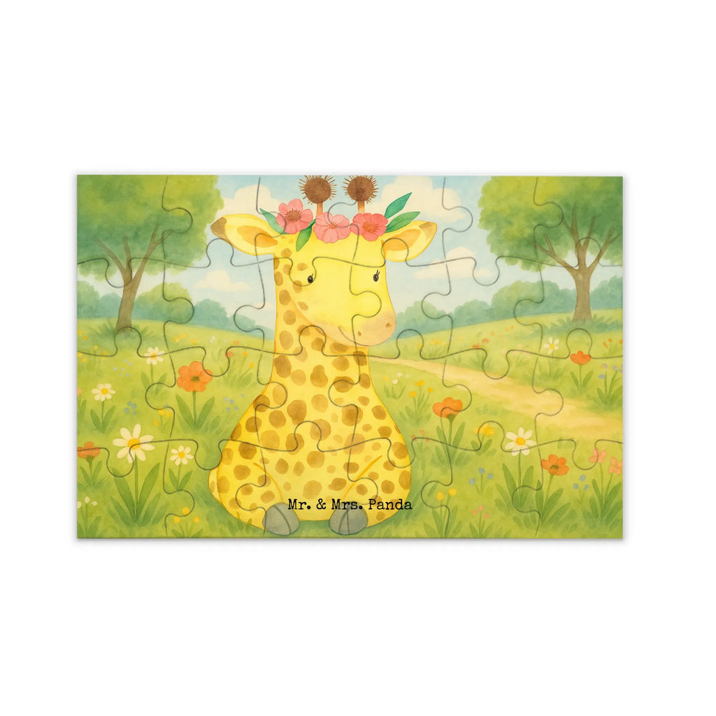 Puzzle Giraffe Blumenkranz Design Puzzle, Afrika, Wildtiere, Giraffe, Blumenkranz, Abenteurer, Selbstliebe, Freundin