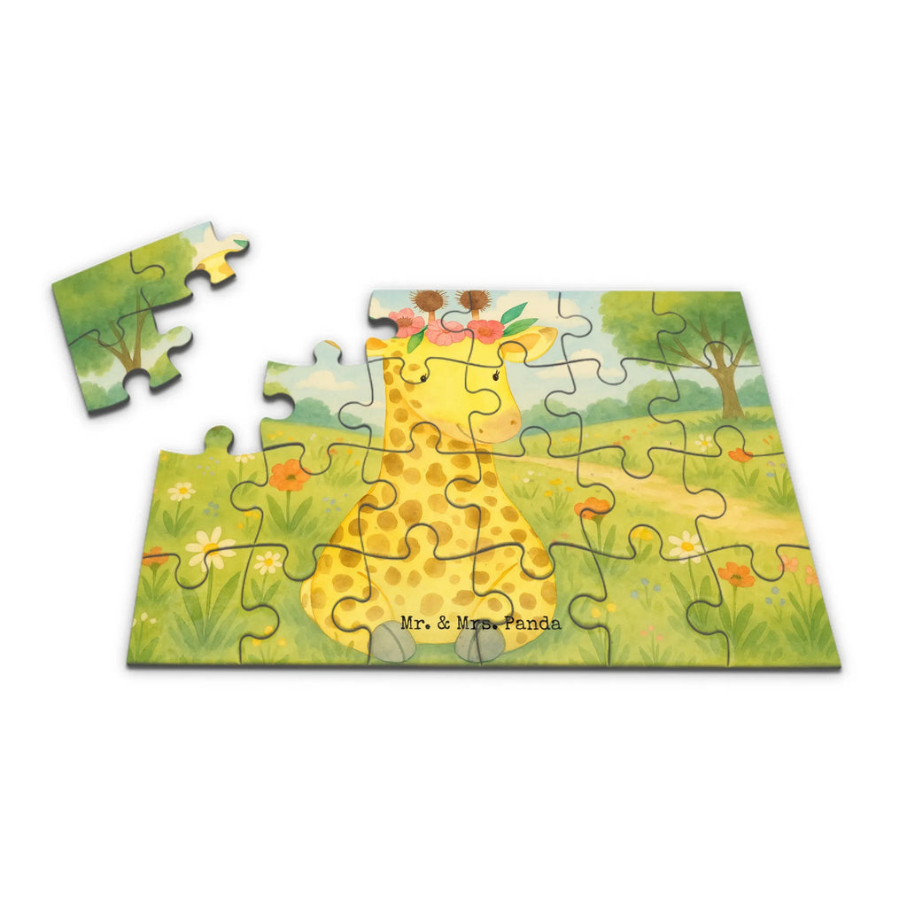 Puzzle Giraffe Blumenkranz Design Puzzle, Afrika, Wildtiere, Giraffe, Blumenkranz, Abenteurer, Selbstliebe, Freundin