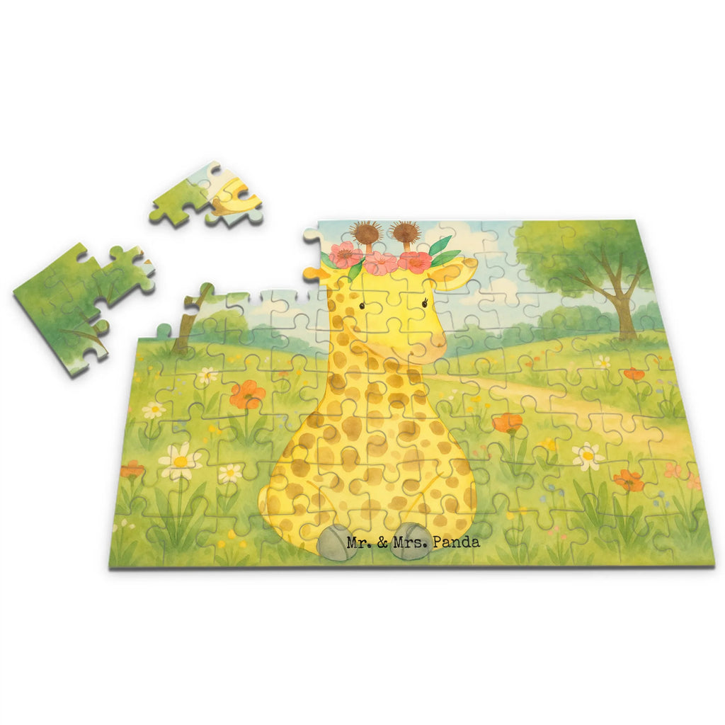 Puzzle Giraffe Blumenkranz Design Puzzle, Afrika, Wildtiere, Giraffe, Blumenkranz, Abenteurer, Selbstliebe, Freundin