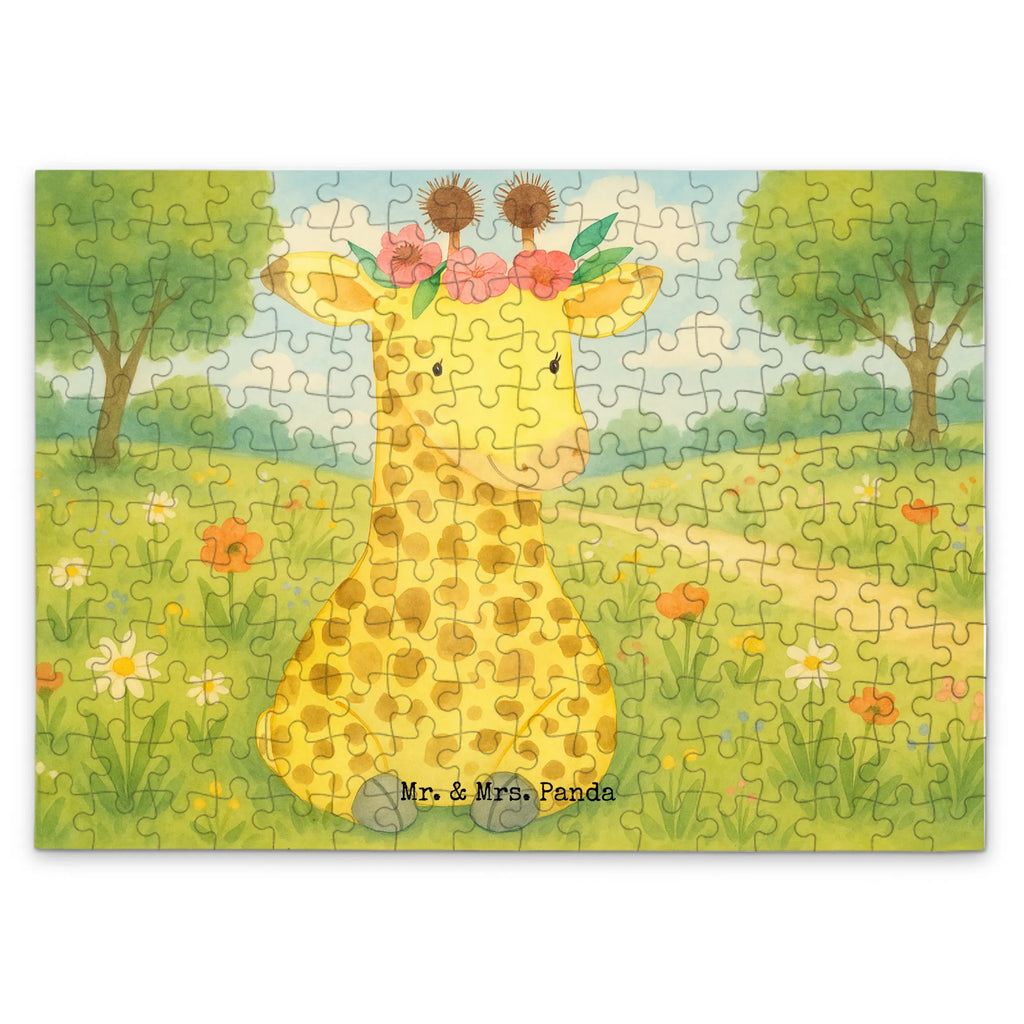 Puzzle Giraffe Blumenkranz Design Puzzle, Afrika, Wildtiere, Giraffe, Blumenkranz, Abenteurer, Selbstliebe, Freundin