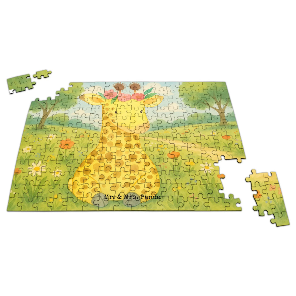 Puzzle Giraffe Blumenkranz Design Puzzle, Afrika, Wildtiere, Giraffe, Blumenkranz, Abenteurer, Selbstliebe, Freundin