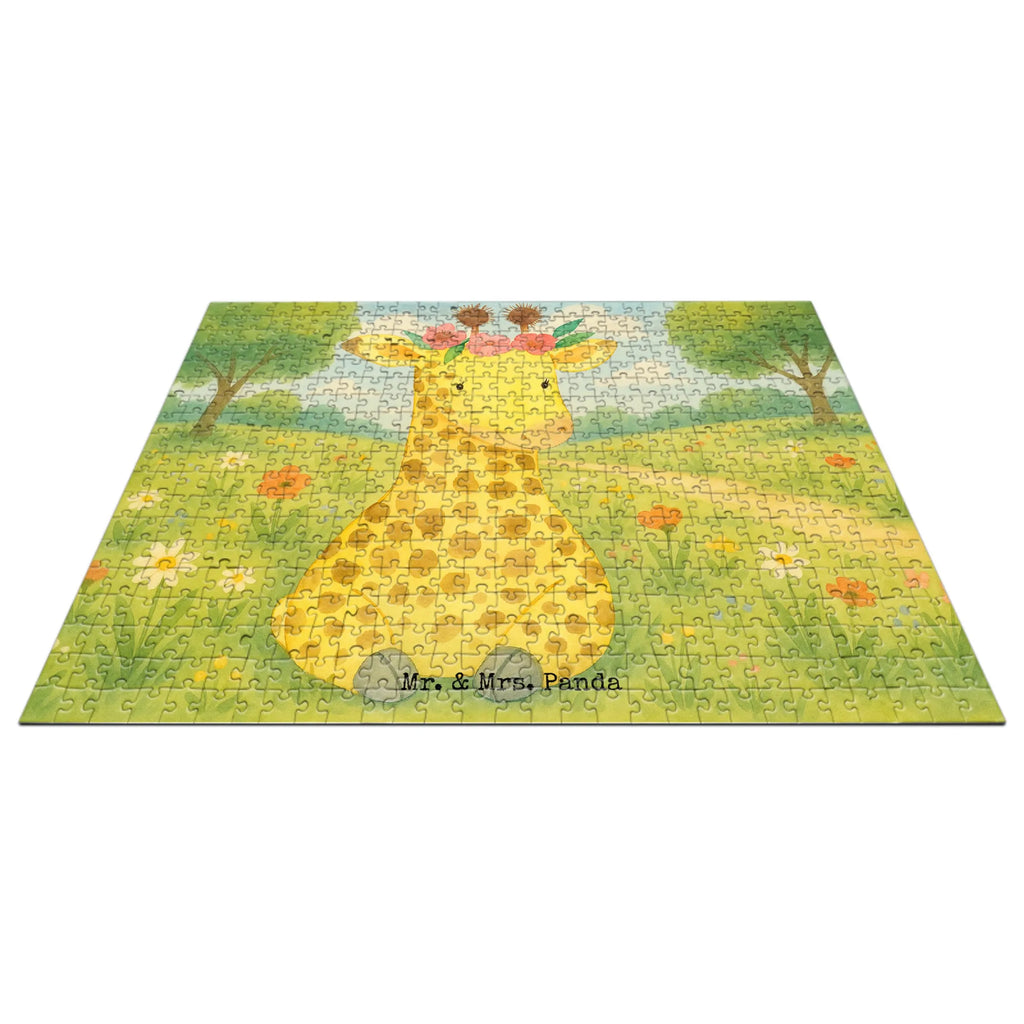 Puzzle Giraffe Blumenkranz Design Puzzle, Afrika, Wildtiere, Giraffe, Blumenkranz, Abenteurer, Selbstliebe, Freundin