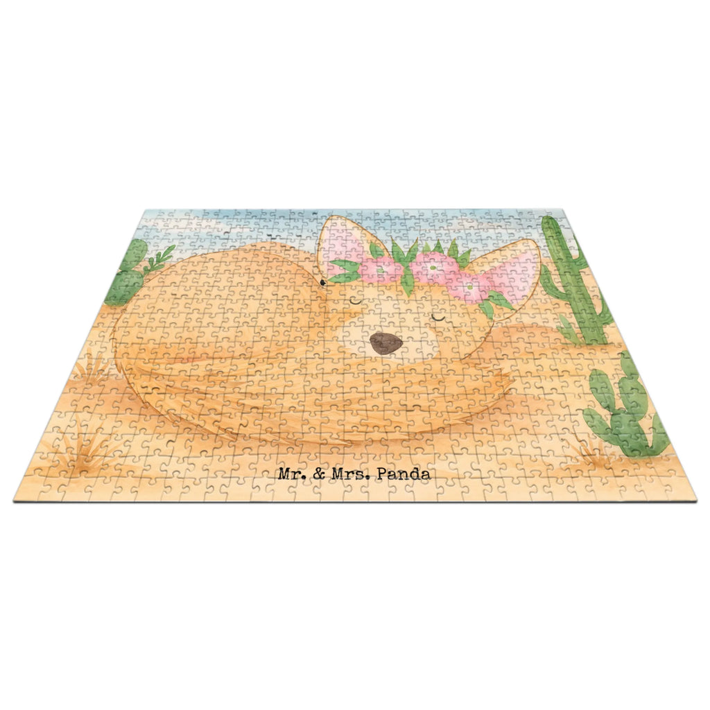 Puzzle desert fox Flower Design Puzzle, Afrika, Wildtiere, Wüstenfuchs, Wüste, Blumen, Blumenkranz, Glücklich
