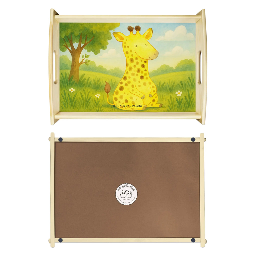 Serviertablett Giraffe Zufrieden Design Serviertablett, Tablett, Holztablett, Küchentablett, Dekotablett, Frühstückstablett, Afrika, Wildtiere, Giraffe, Zufrieden, Glück, Abenteuer