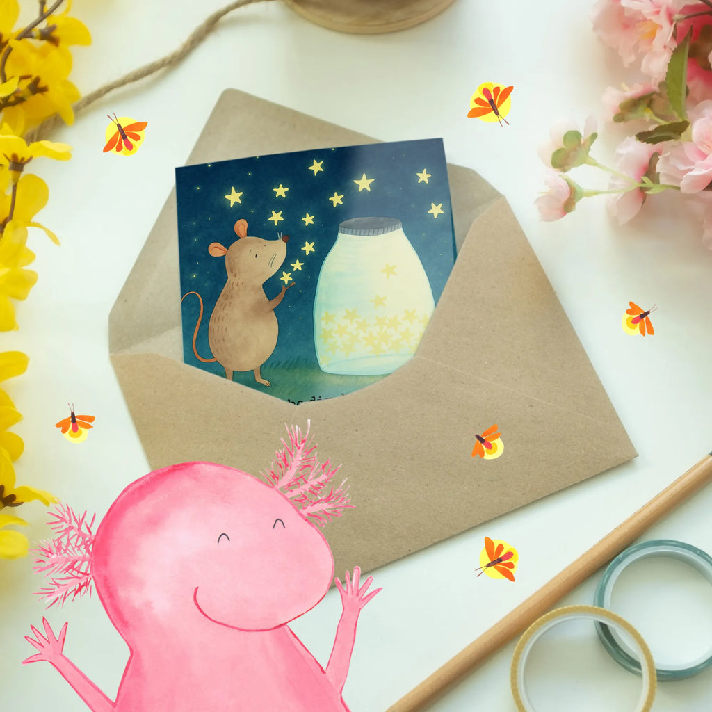 Grußkarte Maus Sterne Design Klappkarte, Ansichtskarten, Geburtstagskarte, Einladungskarte, Glückwunschkarte, Hochzeitskarte, Grußkarte, Karte, Tiermotive, Gute Laune, lustige Sprüche, Tiere, Sterne, Kindergeburtstag, Schwangerschaft, Taufe, Hoffnung, Wunsch, Kind, Träume, Taufgeschenk, Geburt, erstes Kind, Maus, Geburtstag
