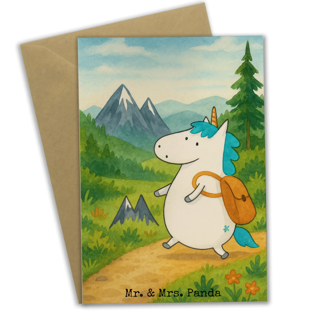 Grußkarte Einhorn Bergsteiger Design Grußkarte, Klappkarte, Einladungskarte, Glückwunschkarte, Hochzeitskarte, Geburtstagskarte, Karte, Ansichtskarten, Einhorn, Einhörner, Einhorn Deko, Unicorn, Bergsteiger, Abenteuer, Berge, Abenteurer, Weltenbummler, Weltreise, Reisen, Urlaub, Entdecker
