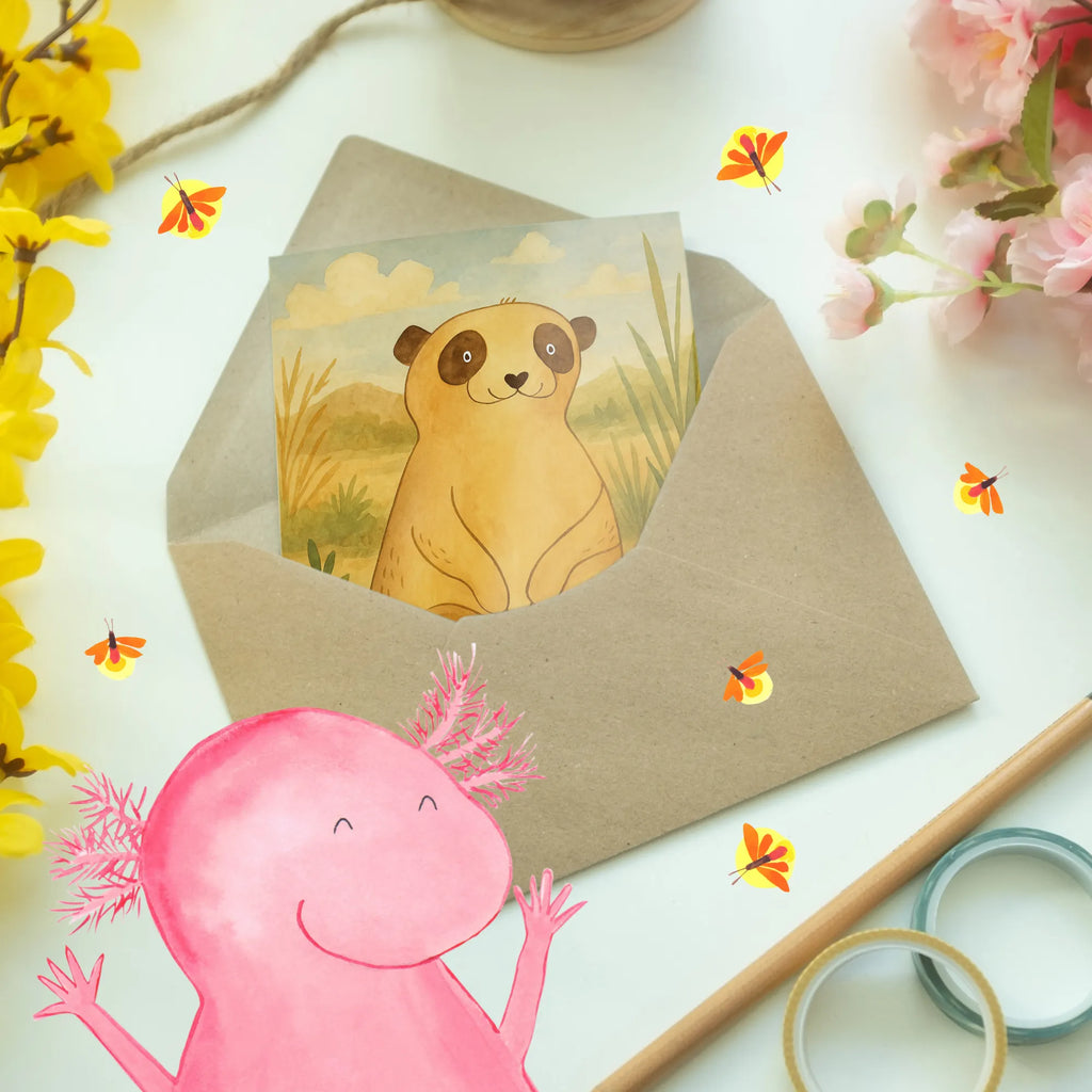 Greetings card Meerkat Design Grußkarte, Klappkarte, Einladungskarte, Glückwunschkarte, Hochzeitskarte, Geburtstagskarte, Karte, Ansichtskarten, Afrika, Wildtiere, Erdmännchen, Reisen, Spruch, Weltreise, Afrikareise, Roadtrip, Traveling