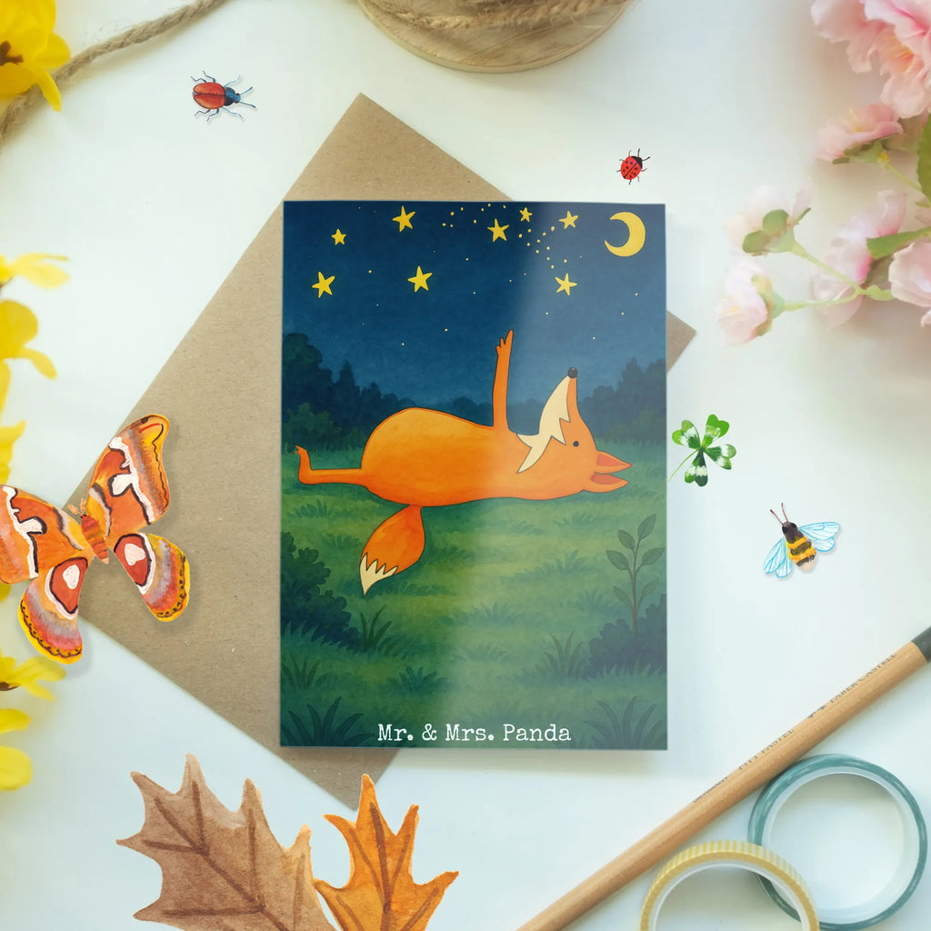 Grußkarte Fuchs Sterne Design Grußkarte, Klappkarte, Einladungskarte, Glückwunschkarte, Hochzeitskarte, Geburtstagskarte, Karte, Ansichtskarten, Fuchs, Füchse, tröstende Worte, Spruch positiv, Spruch schön, Romantik, Always Look on the Bright Side of Life
