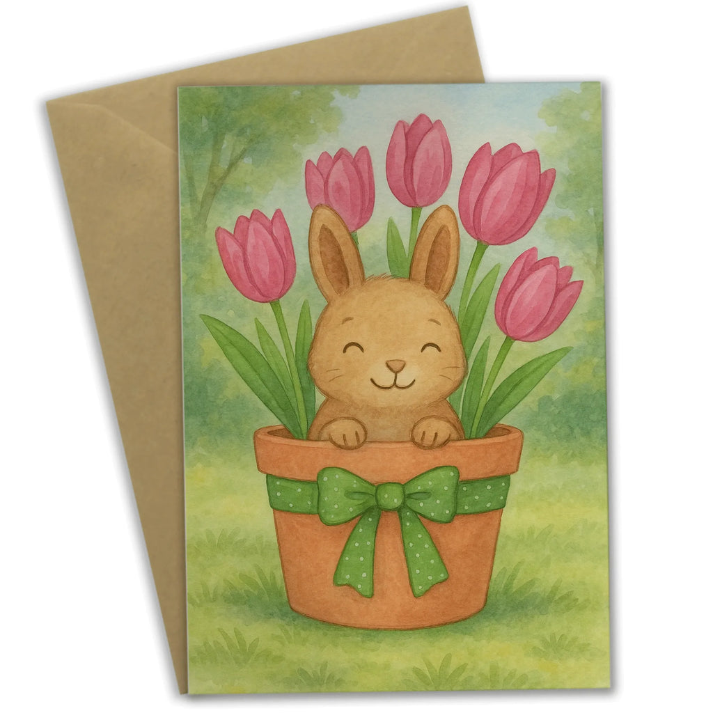 Grußkarte Hase Tulpen Design Grußkarte, Klappkarte, Einladungskarte, Glückwunschkarte, Hochzeitskarte, Geburtstagskarte, Karte, Ansichtskarten, Ostern, Osterhase, Ostergeschenke, Osternest, Osterdeko, Geschenke zu Ostern, Ostern Geschenk, Ostergeschenke Kinder, Ostern Kinder, Hase, Ostergeschenk, Tulpen, Blumenstrauß, Alternative zu Blumen