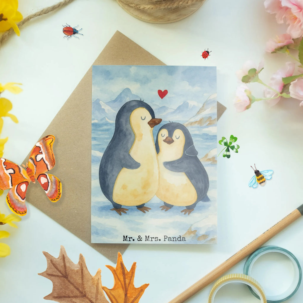 Grußkarte Pinguin umarmen Design Grußkarte, Klappkarte, Einladungskarte, Glückwunschkarte, Hochzeitskarte, Geburtstagskarte, Karte, Ansichtskarten, Pinguin, Liebe, Liebespaar, Liebesbeweis, Liebesgeschenk, Verlobung, Jahrestag, Hochzeitstag, Hochzeit, Hochzeitsgeschenk