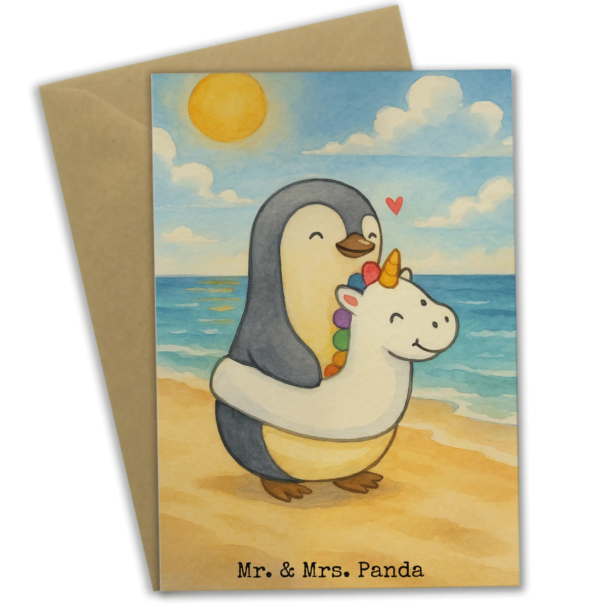 Greetings card Penguin swim ring Design summer themes, vacation themes, products for vacationers, summer products