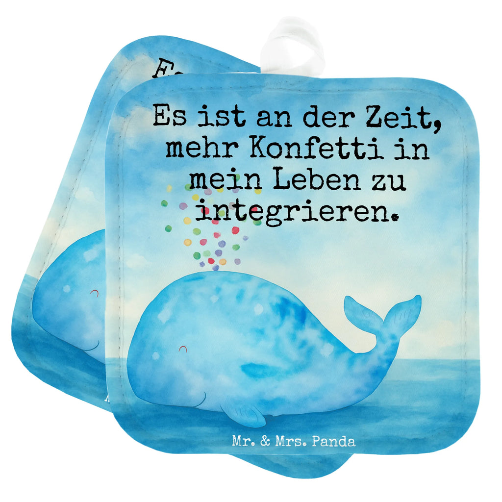 2er Set Topflappen  Wal Konfetti Design