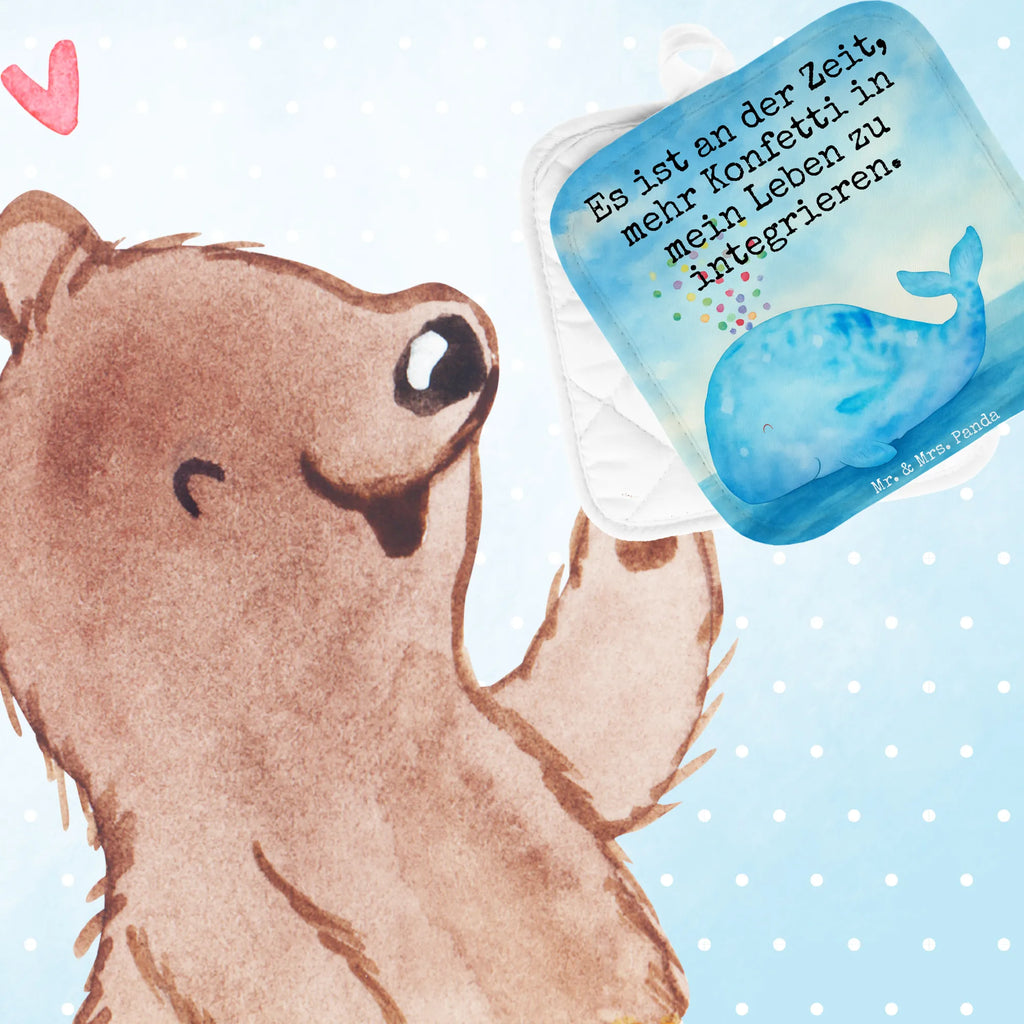 2er Set Topflappen  Wal Konfetti Design