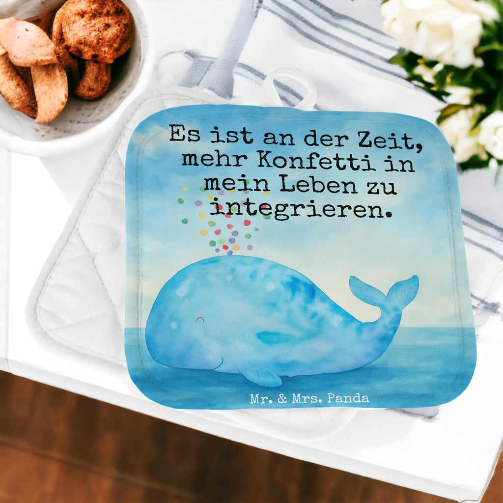 2er Set Topflappen  Wal Konfetti Design